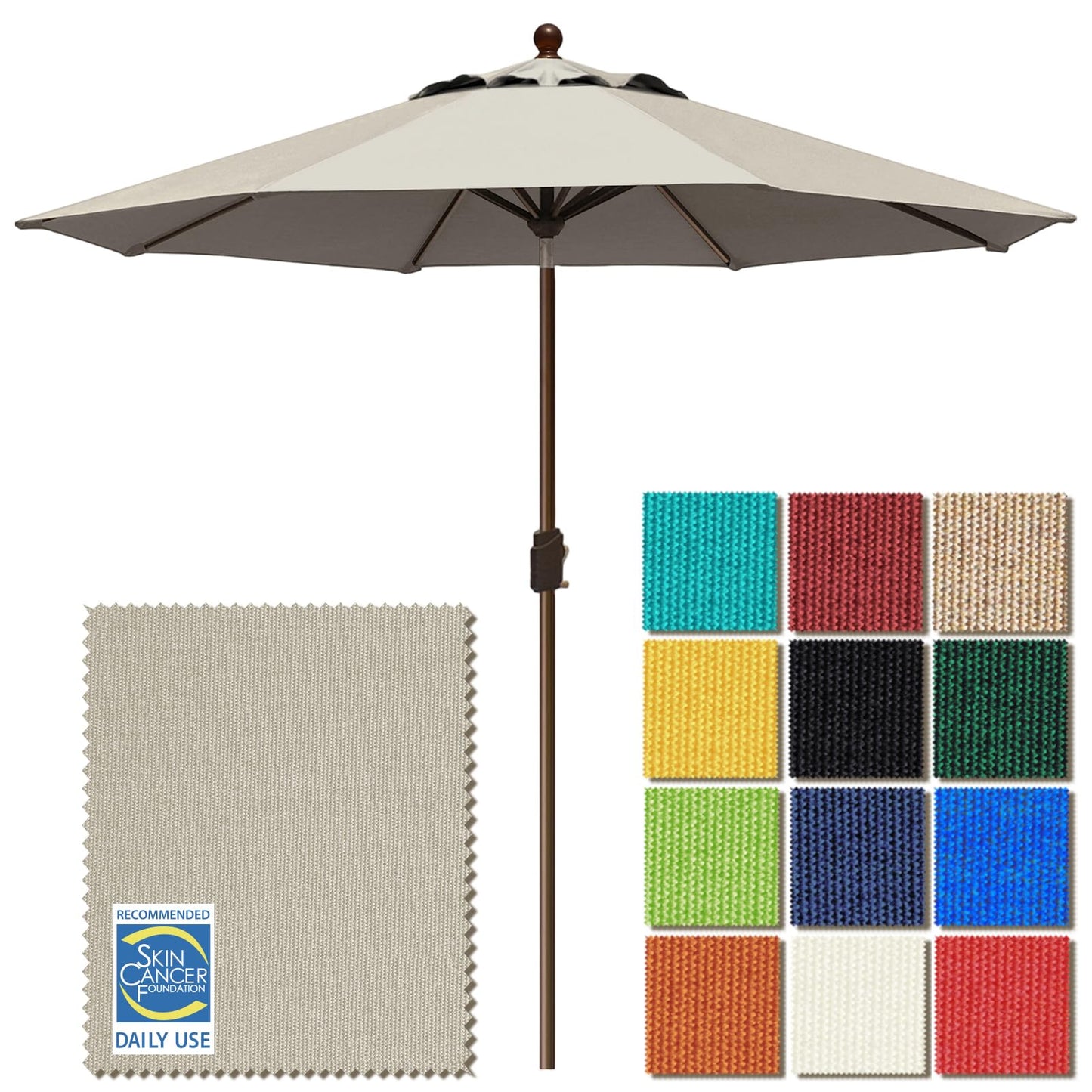 EliteShade USA 10-Year-Non-Fading 9Ft Market Patio Umbrella, UPF 50+ UV Protection Performance Sun Umbrella, Heavy Duty Commercial Grade Outdoor Table Umbrella with Crank & Tilt, Windproof Vented Top for Garden, Pool, Deck and Outdoor Playsets, Antique Be