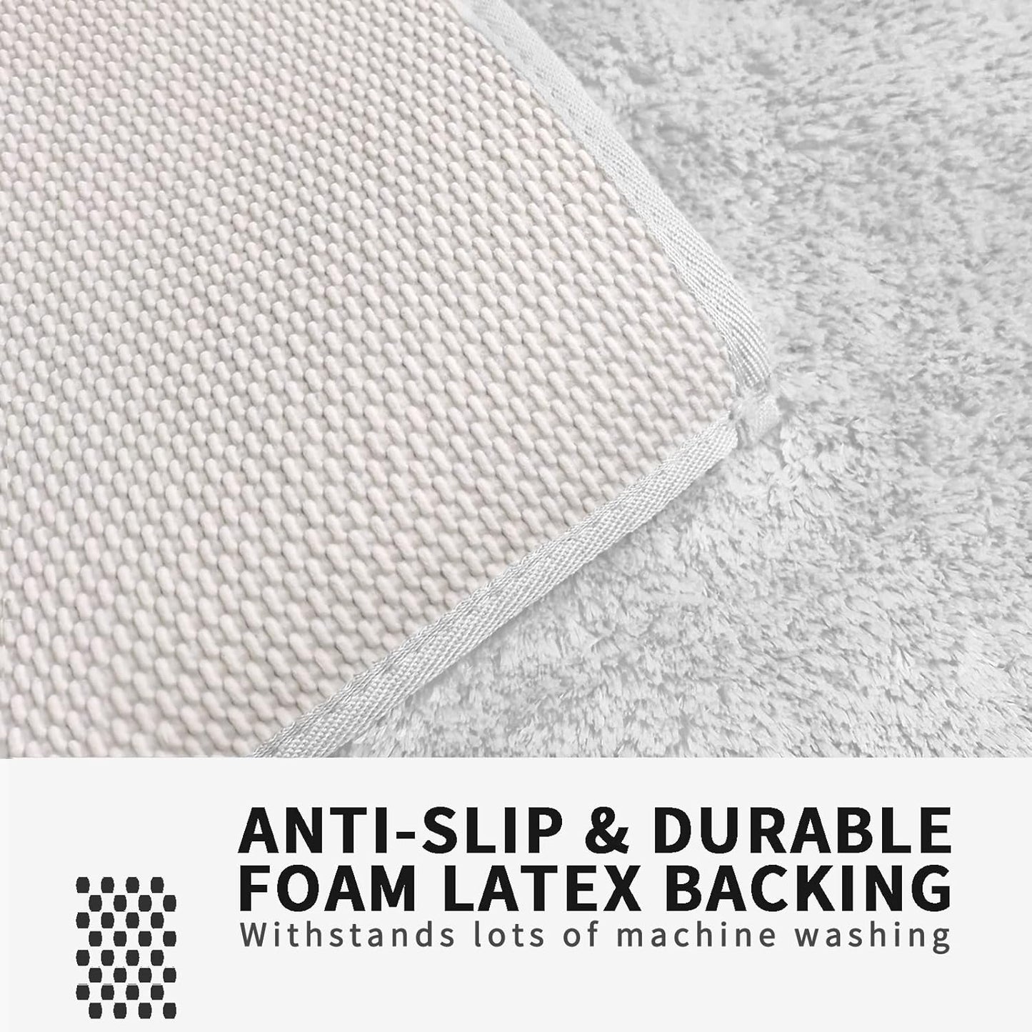 FIFU Bathroom Runner Rug 24" W x 60" L, Bath Mats for Bathroom, Bedroom & Kitchen, Non-Slip Rubber Latex Backing, Comfort & Soft Shower Bathmat & Carpet for Sink, Home & Hallways, White