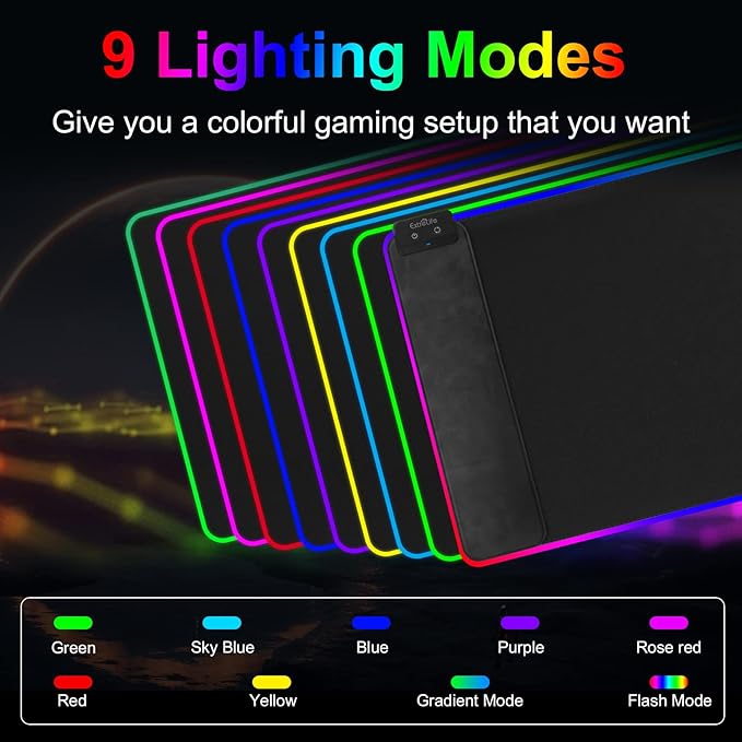 Wireless Charging RGB Gaming Mouse Pad, 31.5"x15.7" Large Desk Mat, Desk Pad with Wireless Charger, Non-Slip Rubber Base, Waterproof, Computer Keyboard Mat for Gamer, Office, Home, Black