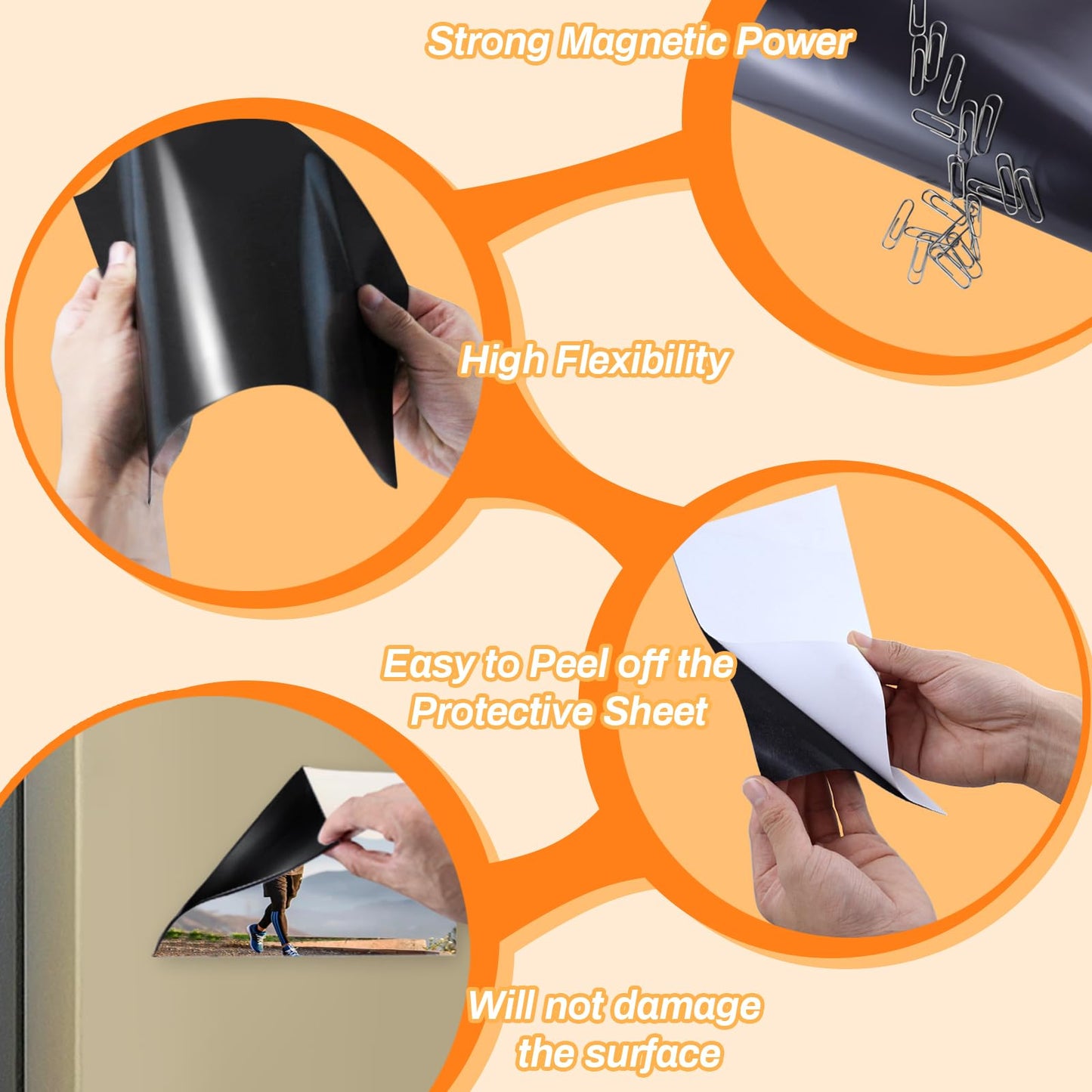 UnicornMAG Magnetic Sheets 8.5" x 11" 20 Pack - Flexible Magnet Sheets with Adhesive Backing for DIY Crafts and Photo Magnets,Suitable for School Classroom Boards, Refrigerator and Shelf Labels