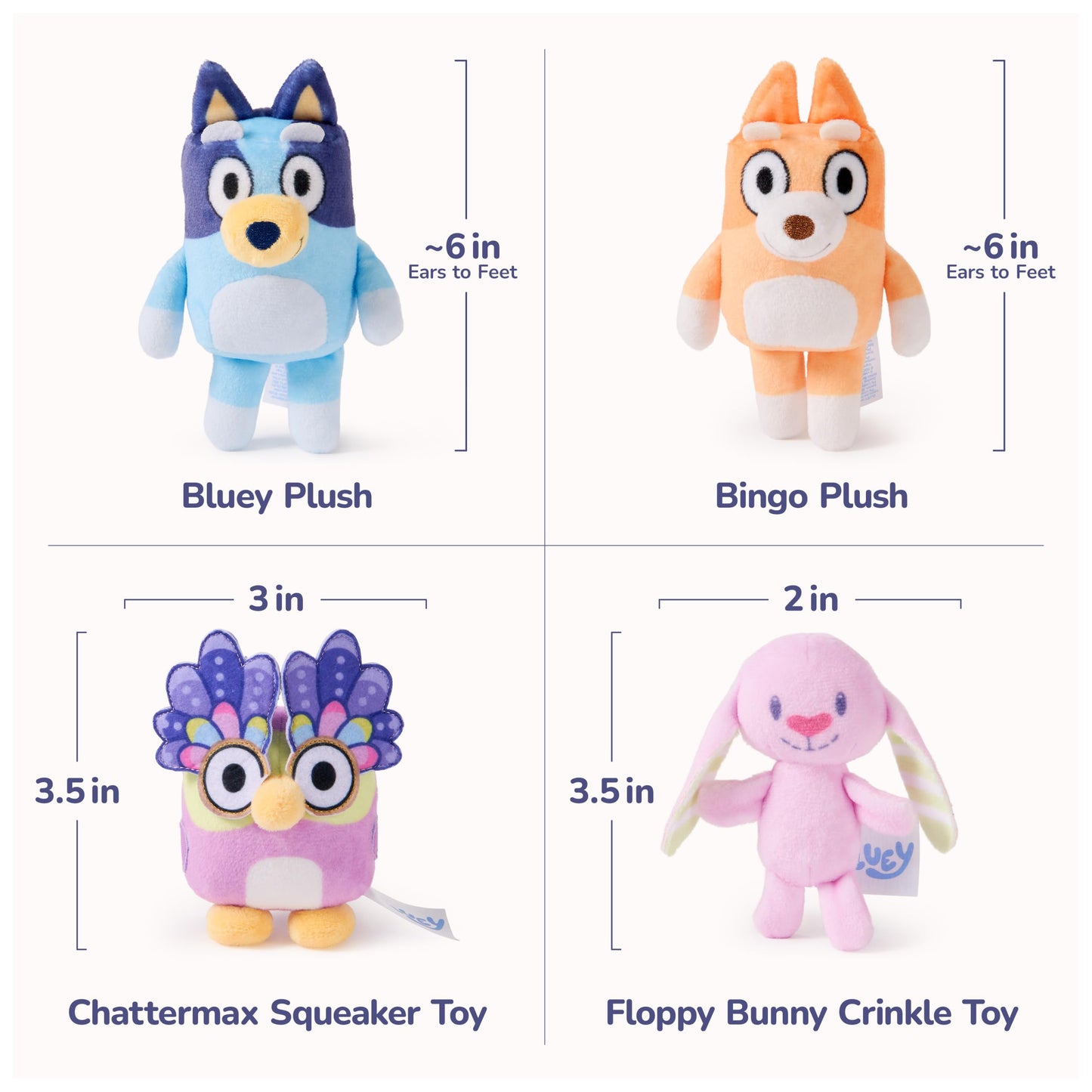 GUND Bluey 5-Piece Plush Playset, Official Bluey Stuffed Animals and Sensory Toys for Babies and Toddlers, 7”