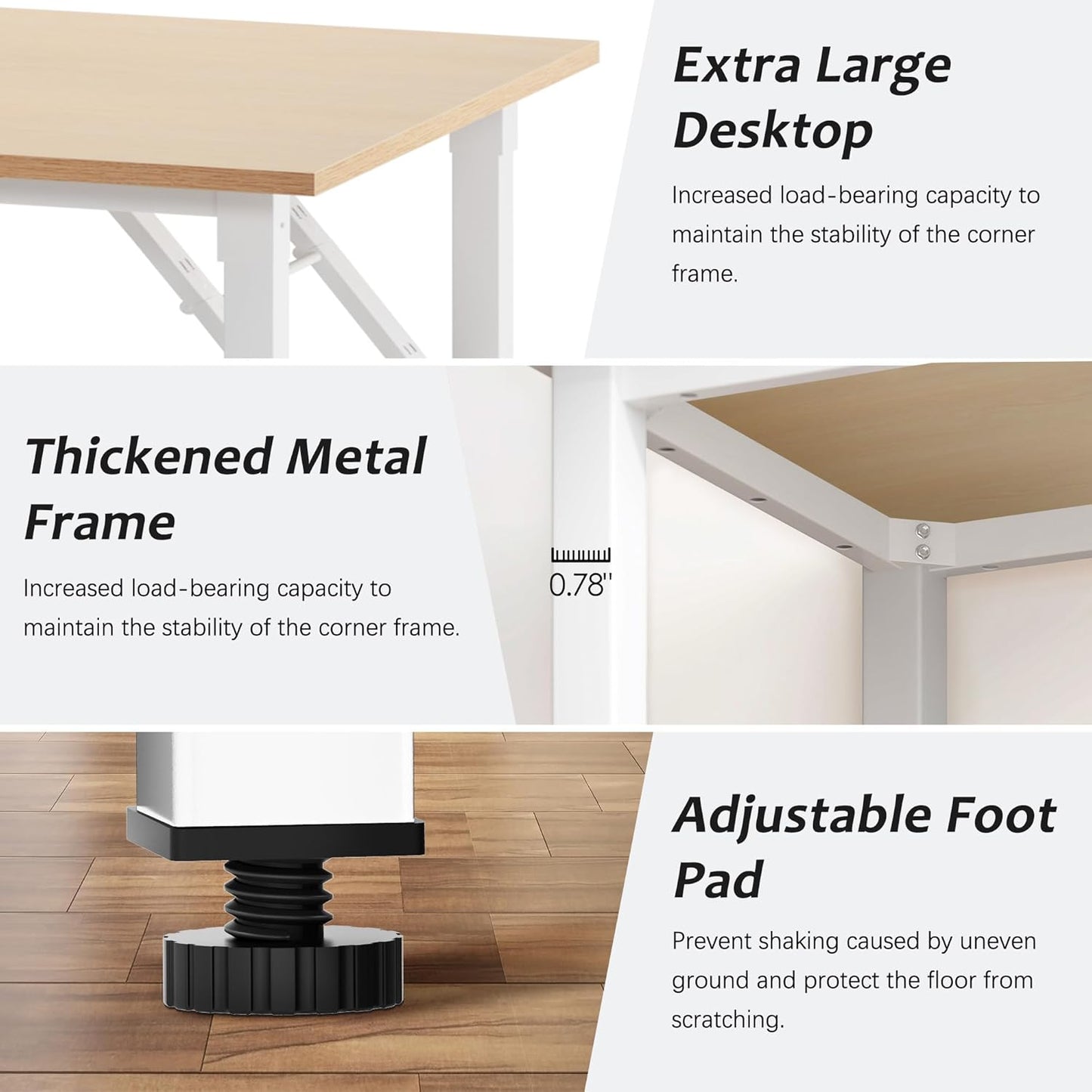 Need Office Computer Desk - 47.2L Sturdy and Heavy Duty Folding Laptop Table,Writing Table/Home Office Desk/Sewing Table,No Assembly Required,Pink Oak&White AC5AW (120 * 60)