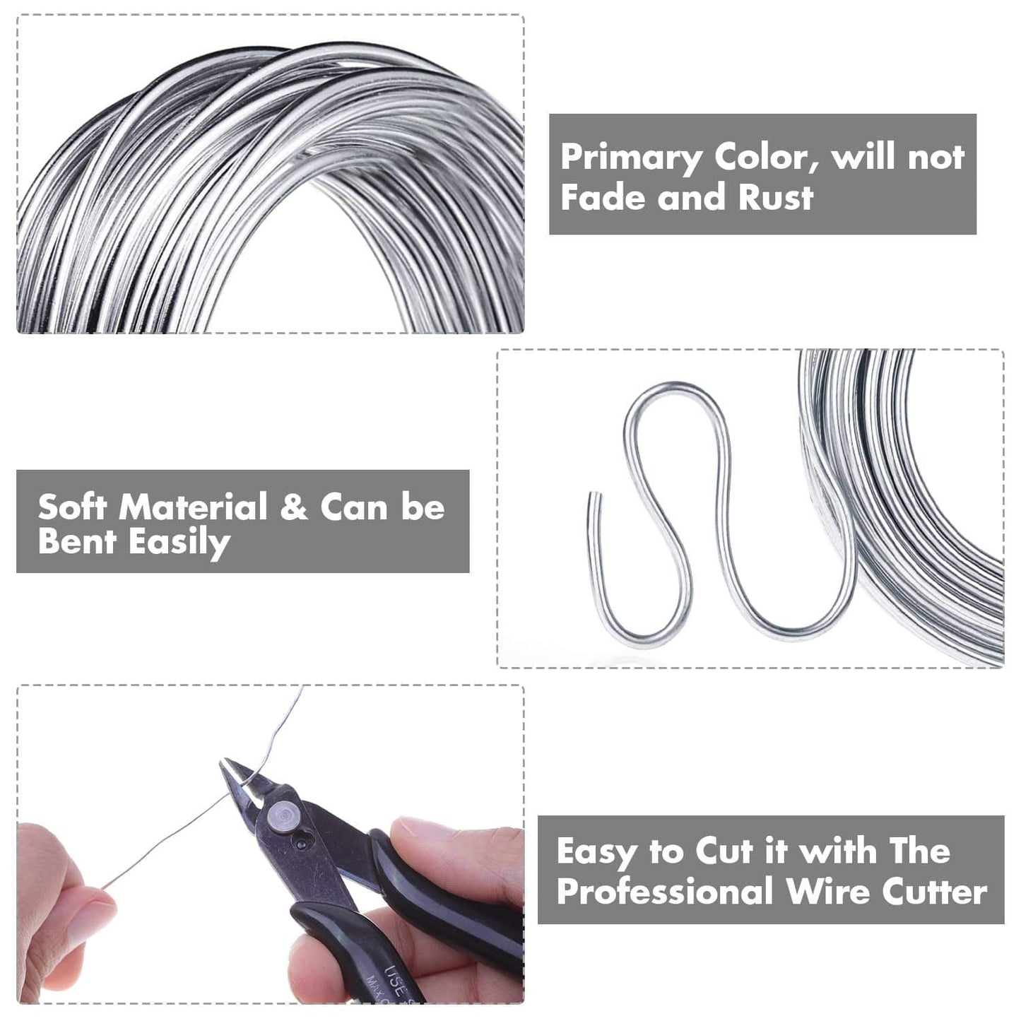 Aluminum Wire, Anezus 18 Gauge 328 FT Metal Wire Bendable Sculpting Aluminum Line 1mm for Crafts Jewelry Making Beading Floral (Silver)