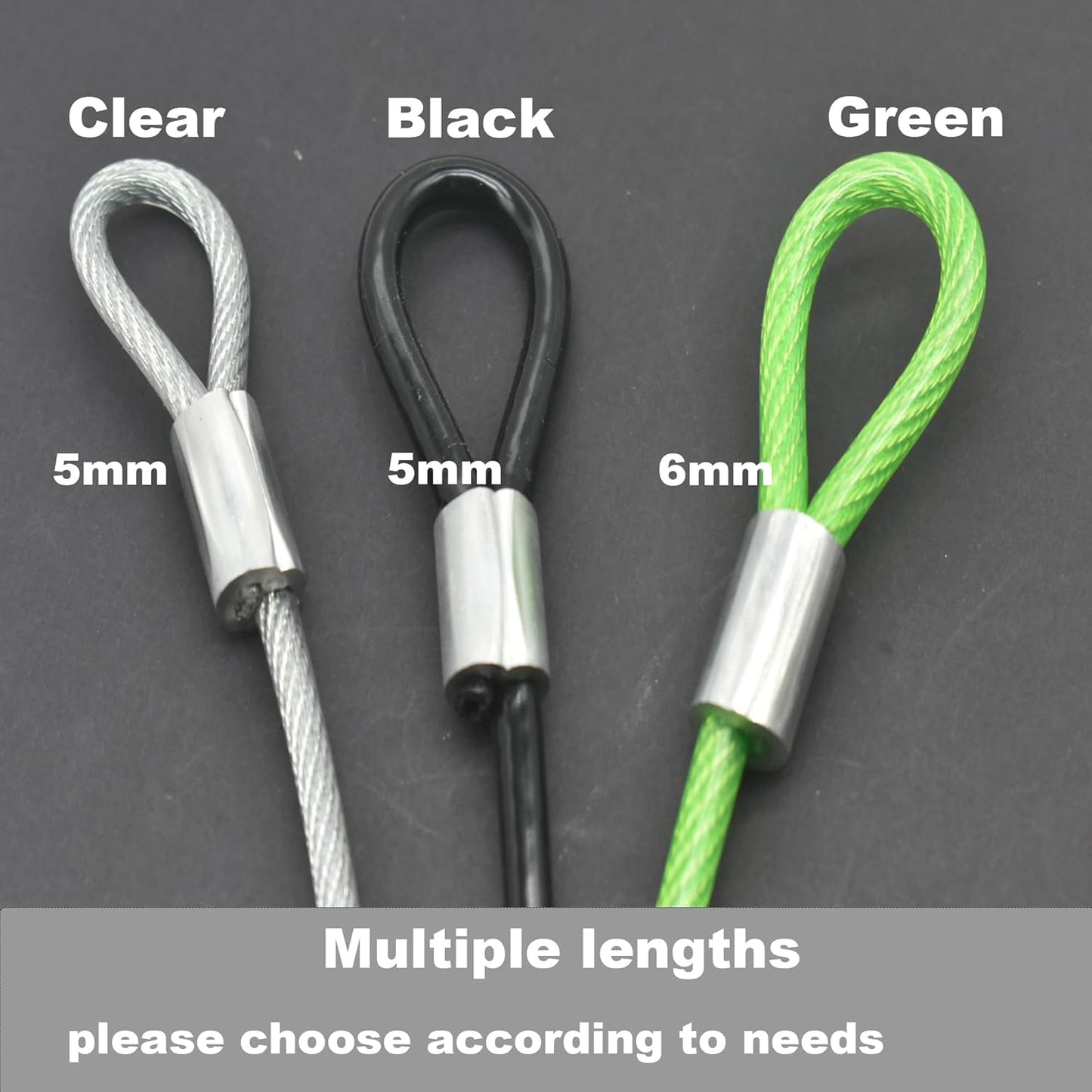 7FT 4mm Stainless Steel Outdoor Travel Security Cable Lock,Braided Steel Coated Safety Cable Luggage Lock,Safety Cable Wire Rope Double Loop Lightweight