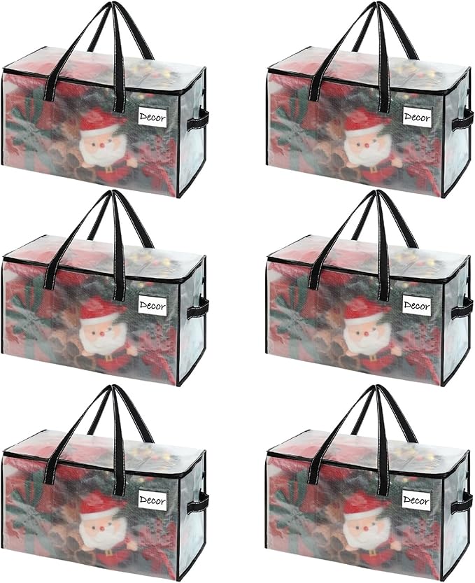 VENO 6 Pack Moving Bags, Comforter and Blanket Storage Bags for Closet, Moving Boxes, Boxes with Lids Alternative, College Dorm Packing Supplies, Foldable Heavy-Duty Tote with Window (Clear, 6 Pack)