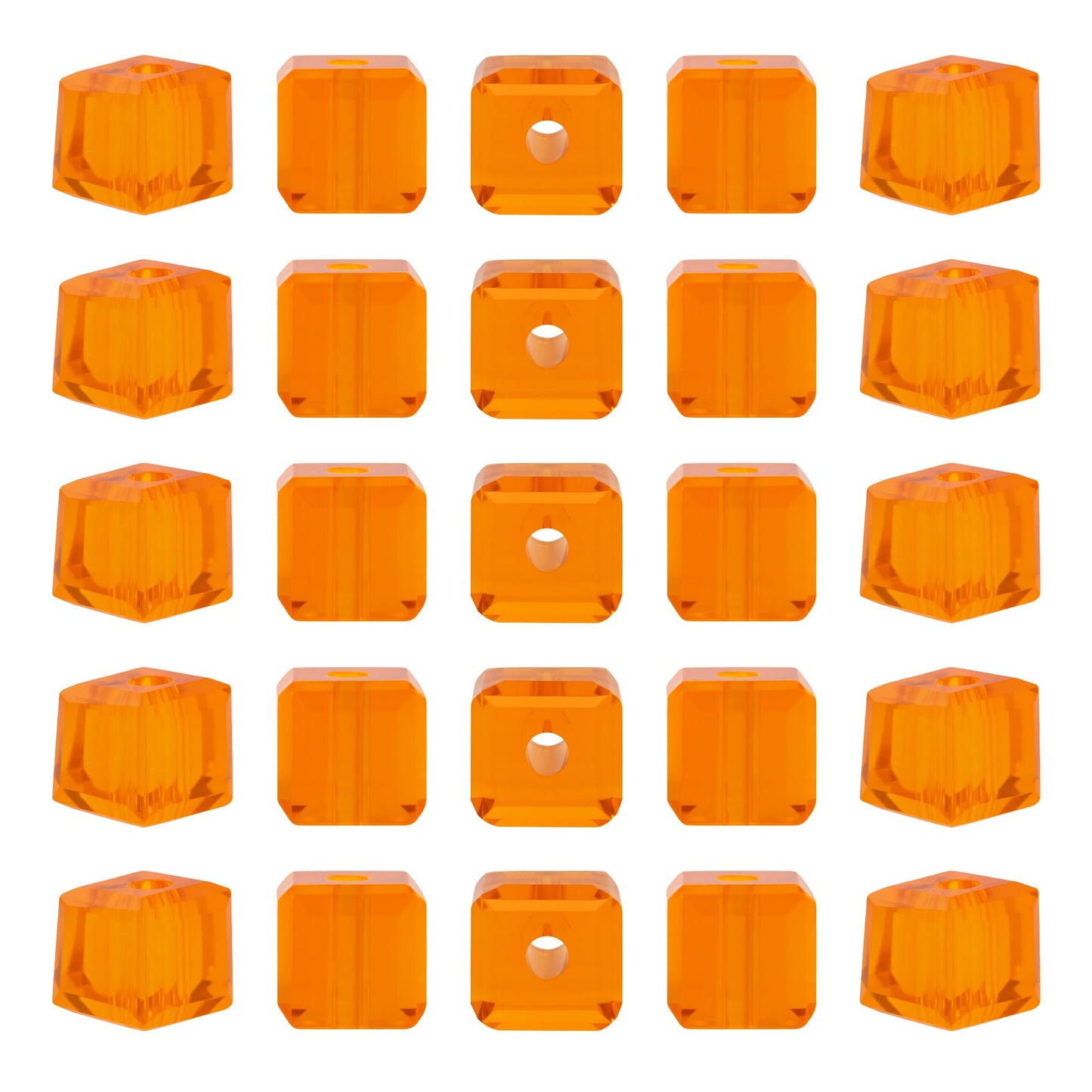 Mandala Crafts Orange 6mm Cube Crystal Beads for Crafts – 300 Loose Faceted Glass Beads for Jewelry Making Spacers, Adult Bracelets, Necklaces, Earrings & Suncatchers