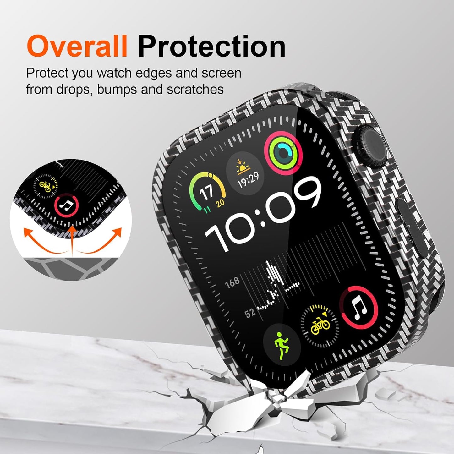 3 in 1 Metal Apple Watch Screen Protector Compatible with Apple Watch Series 9 Series 8 Series 7 45mm, Ultra Thin Protective Cover and Ceramic Like Back Cover for Apple Watch Cover 45mm