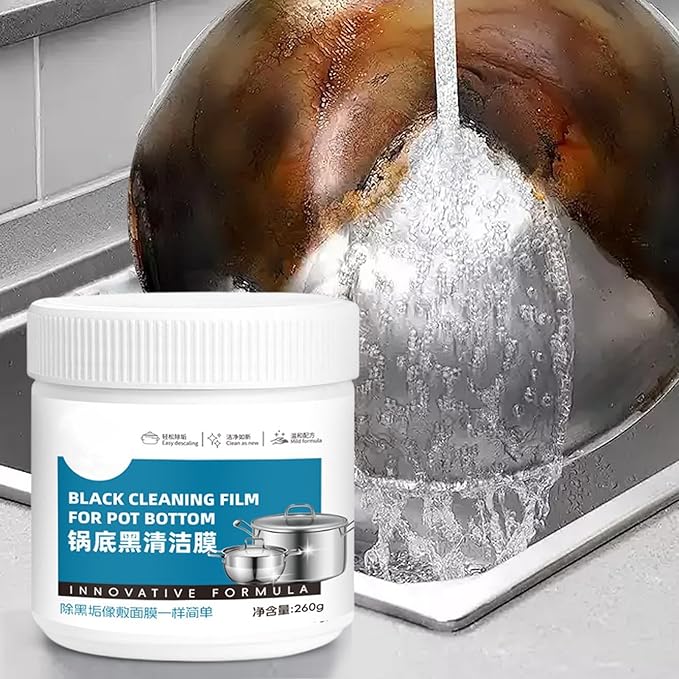 Burnt Pan Cleaner, Safe & Easy Application, 260g, Cookware Degreaser Paste, Cookware Deep Cleaning Paste, Stubborn Oil Removal, Powerful Degreasing Formula, for Stove, Oven, Grill, Cooktop, Microwave