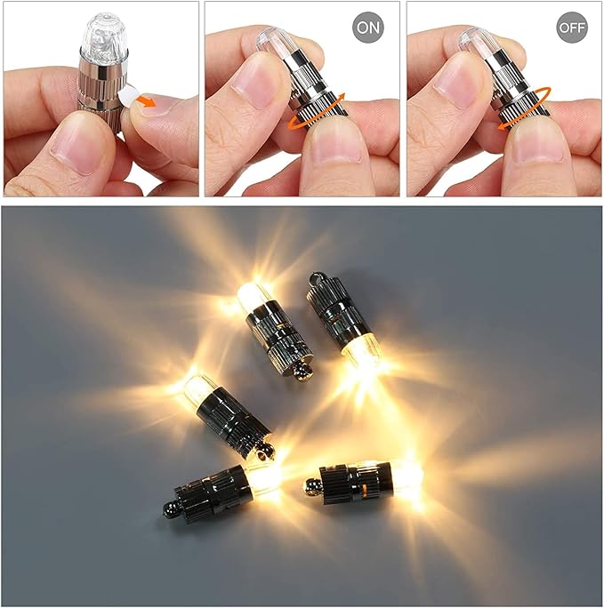 LIHAO 15x Battery Operated Mini LED Lights for Paper Lanterns, Balloons, Party Decorations, Non-Waterproof - Warm White