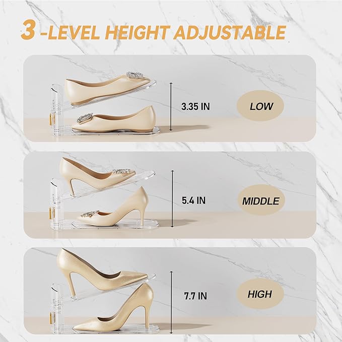 Shoe Slots Organizer for Closet, Shoe Stacker Organizer Double Layer Stack Shoes Rack, Shoe Display Shelf 50% Space Saver Storage Holder for Closet, 30 Pack
