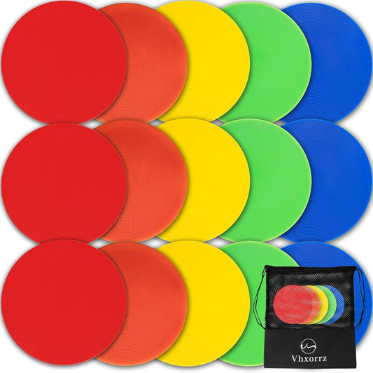 9 Inch Colored Poly Spot Marker 12 Pcs, Non-Slip Rubber Agility Markers Flat Field Cones Floor Dots for Football, Basketball Training Markers, Dance Practice and Drills with Flat Cones Points