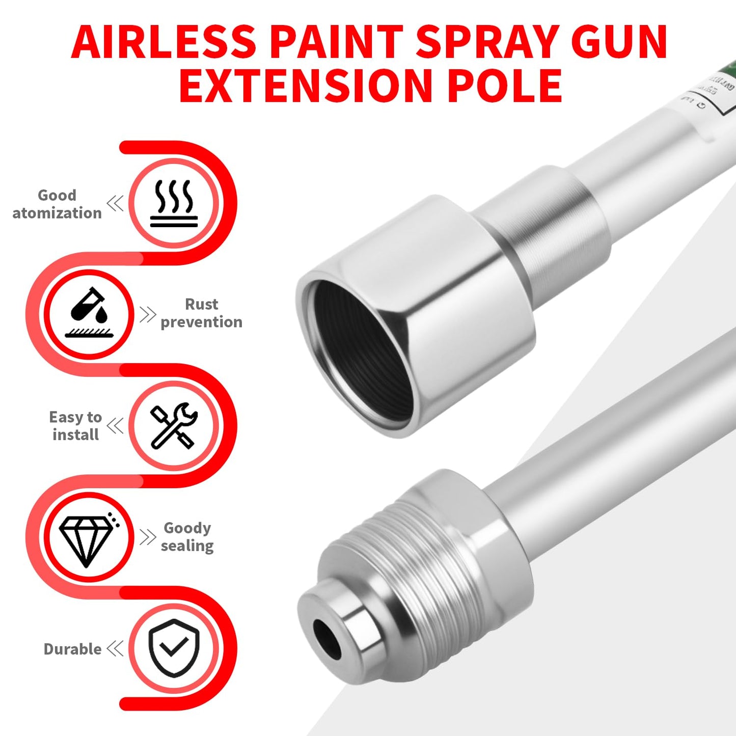 6-Piece Set of Extension Poles, Airless Paint Sprayer Gun Tip Extension Pole,for Airless Paint Gun Wand, Black Carrying Pouch Included for Easy Storage (8in 12in 16in 20in 30in 40in)