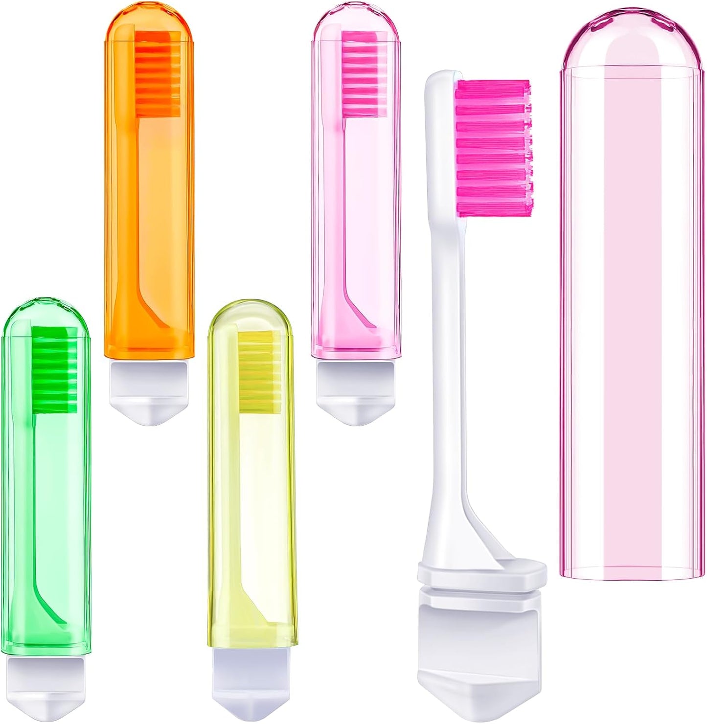 Patelai 4 Pieces Travel Toothbrush Set, Soft Bristle Mini Foldable Tooth Brush with Case, Individually Wrapped Small Portable Travel Size Toiletries Stuff for Camping (Candy Color)