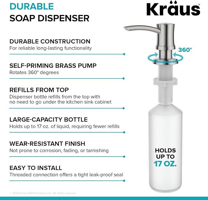 KRAUS Kitchen Soap and Lotion Dispenser in Spot Free Stainless Steel, KSD-54SFS