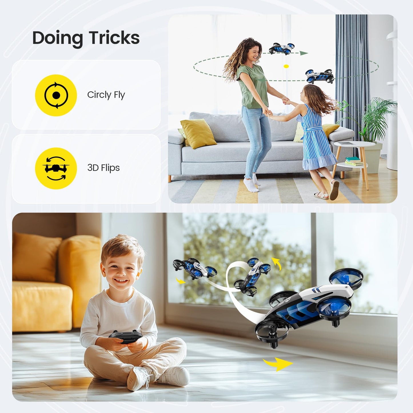 Holy Stone HS210T Drones for Kids, 2 IN1 MINI Indoor Drone with Land & Fly Mode, Four Posture Deformations RC Quadcopter with 3D Flip, Auto Hovering, Easter day& Birthday Toy Gift for Boys and Girls