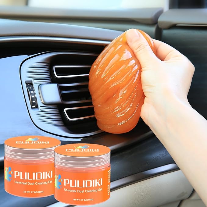 PULIDIKI Car Cleaning Gel Detailing Putty Auto Detail Tools Car Interior Cleaner Slime Supplies Car Accessories Stocking Stuffers Gifts for Men Women Teens White Elephant Gifts Adult Orange (2Pack)