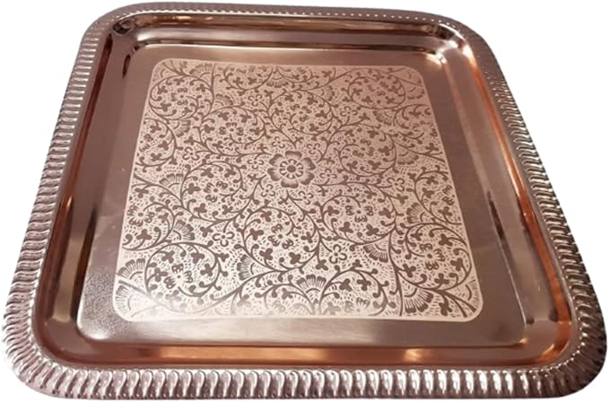 Copper Storage Canister Set with Serving Tray and Spoon, 4 Hammered Jars, Kitchen Container Set (4) (6)