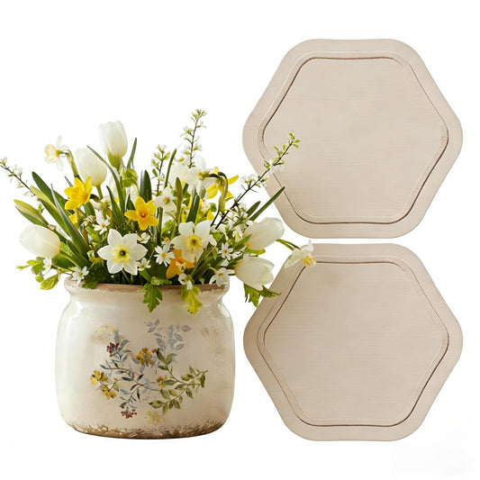 Xiaan Jiaju Ceramic Planters with Saucers for Indoor Plants – 1 Pack 6.29" Vintage Plant Pot + 2 Pack 6" Absorbent Diatomaceous Earth Trays – French Country Style Flower Pot Set for Home Decor Gift