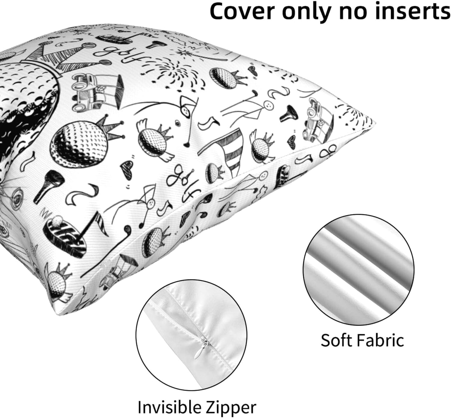 Golf Ball Throw Pillow Covers 18x18 Inch Sports Decor Theme Pillowcase Gifts for Boys Men Kids Teen Home Sofa Bed Decorative Pillow Case Golf Bedroom Decor(Cover Only)