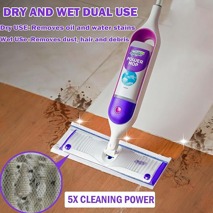 Disposable Power Mop Pad Refills for Swiffer Power Mop, Thicker Power Mop Pads Refills, Super Absorbent Multi-Surface Mopping Pad Refills for Floor Surface Cleaning, 10 Count