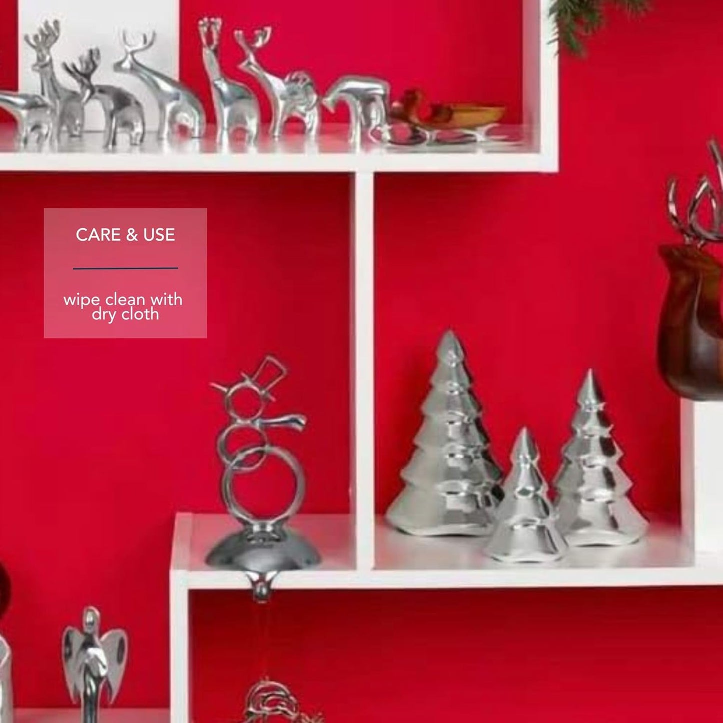 Nambé Holiday Mini Christmas Tree Set – Sculpted Alloy Design with Snowy Accents, Festive Seasonal Decoration for Mantel, Tabletop, or Shelf Display – Three Sizes, Elegant Holiday Collectibles