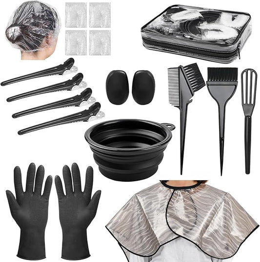 19 Pcs Professional Hair Bleach Kit Hair Coloring Products with Hair Dye Brush, Hair Color Bowl, Hairclips, Applicator, Earmuffs for Hair Highlighting and Hair Coloring at Home
