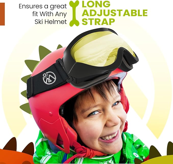 OutdoorMaster Kids Ski Goggles - Helmet Compatible Snow Goggles for Boys & Girls with 100% UV Protection