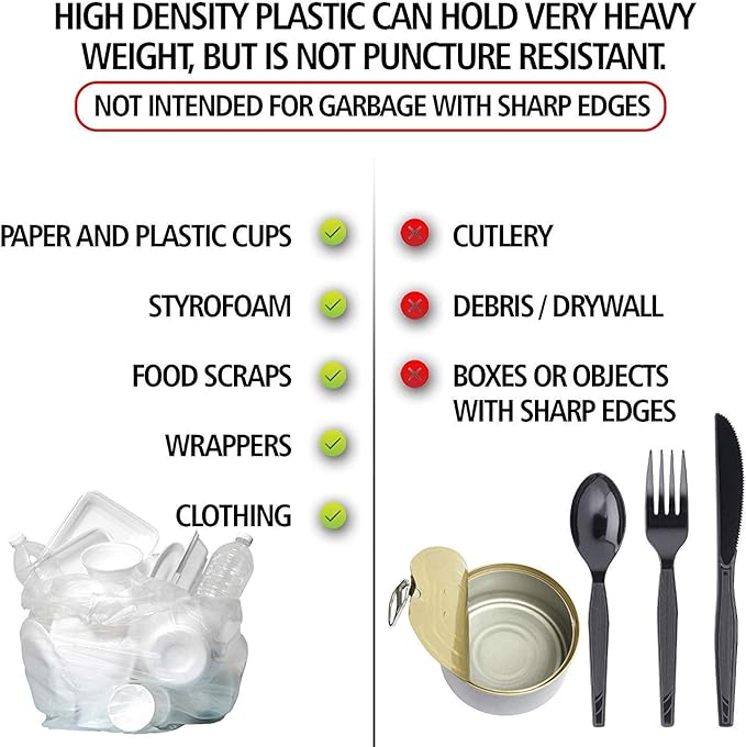 Aluf Plastics High Density Trash Bags, 12 Gallon, 4000 Count, 8 Micron (eq), 24" x 27", Clear, for Bathroom, Office, Industrial, Commercial, Janitorial, Municipal, Recycling