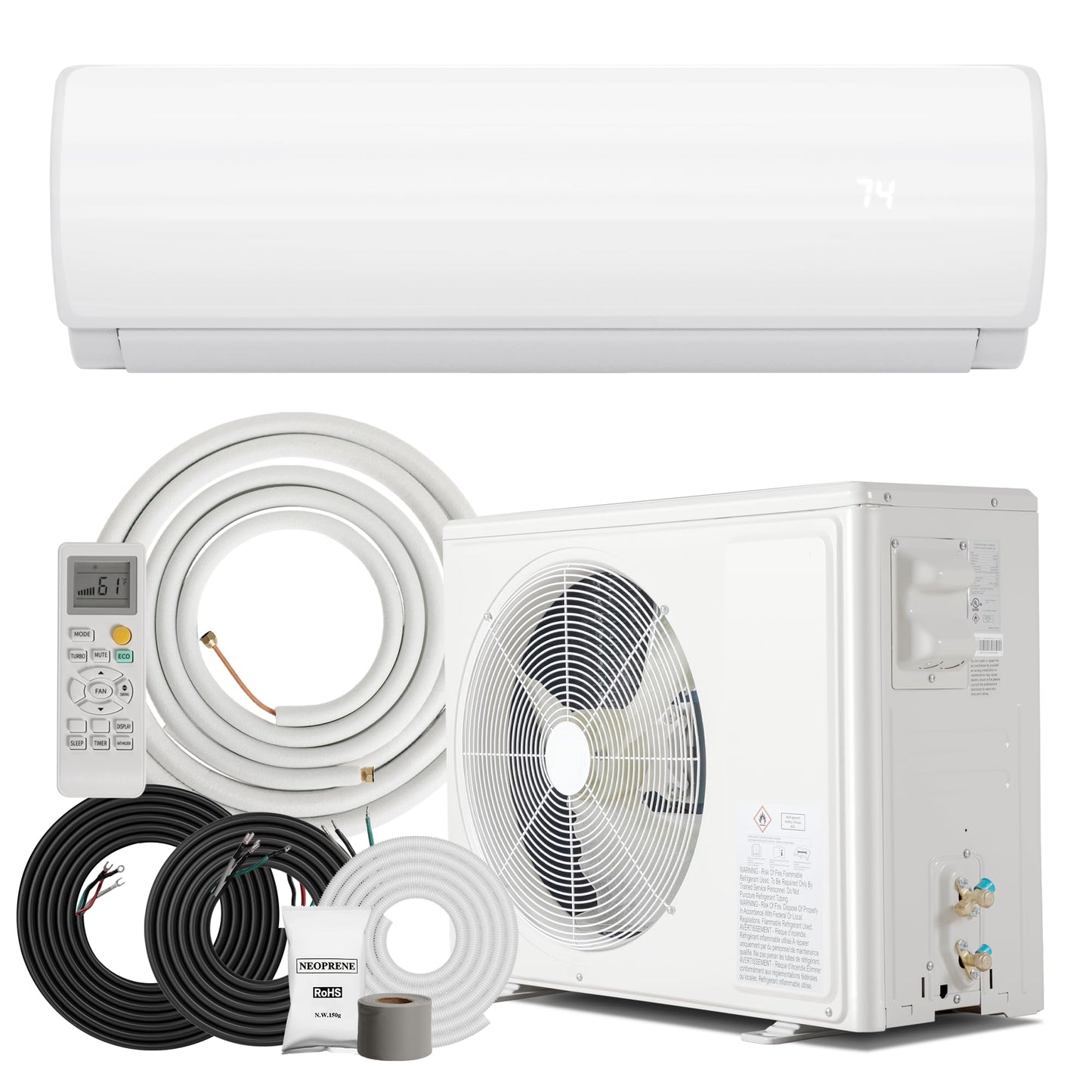 Manastin 12000BTU Mini Split Air Conditioner & Heater with Inverter, 19 SEER2 115V Energy Saving AC Unit Cools Rooms up to 750 S