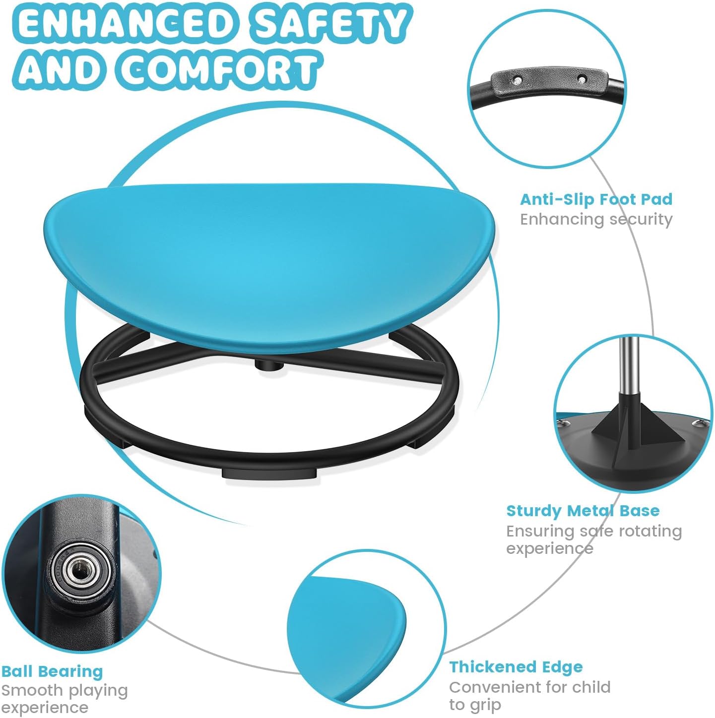 Spinning Chair for Autistic Kids, Sensory Chair for Autistic Children, Training Body Coordination, No Assembly Required, Sensory Swivel Chairs for Kids with Non-Slip Design