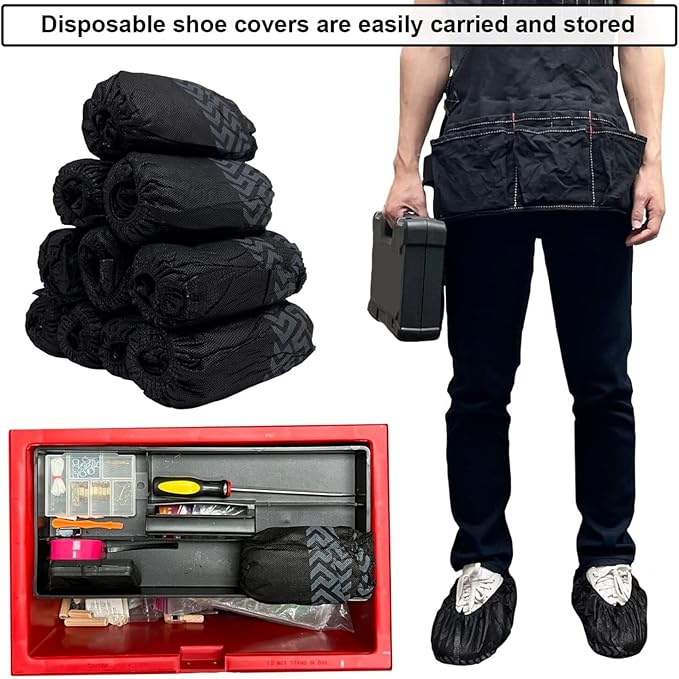 FancyStyle Shoe Covers 200 Pack Disposable Black Boot & Shoe Covers.