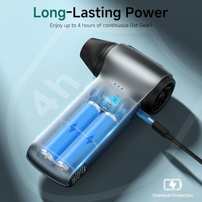 X115 Compressed Air Duster - 130000RPM Ultra Power Electric Air Duster, 3-Gear Speed Mini Dust Blower for Computer, Keyboard, Electronics Indoor and Outdoor