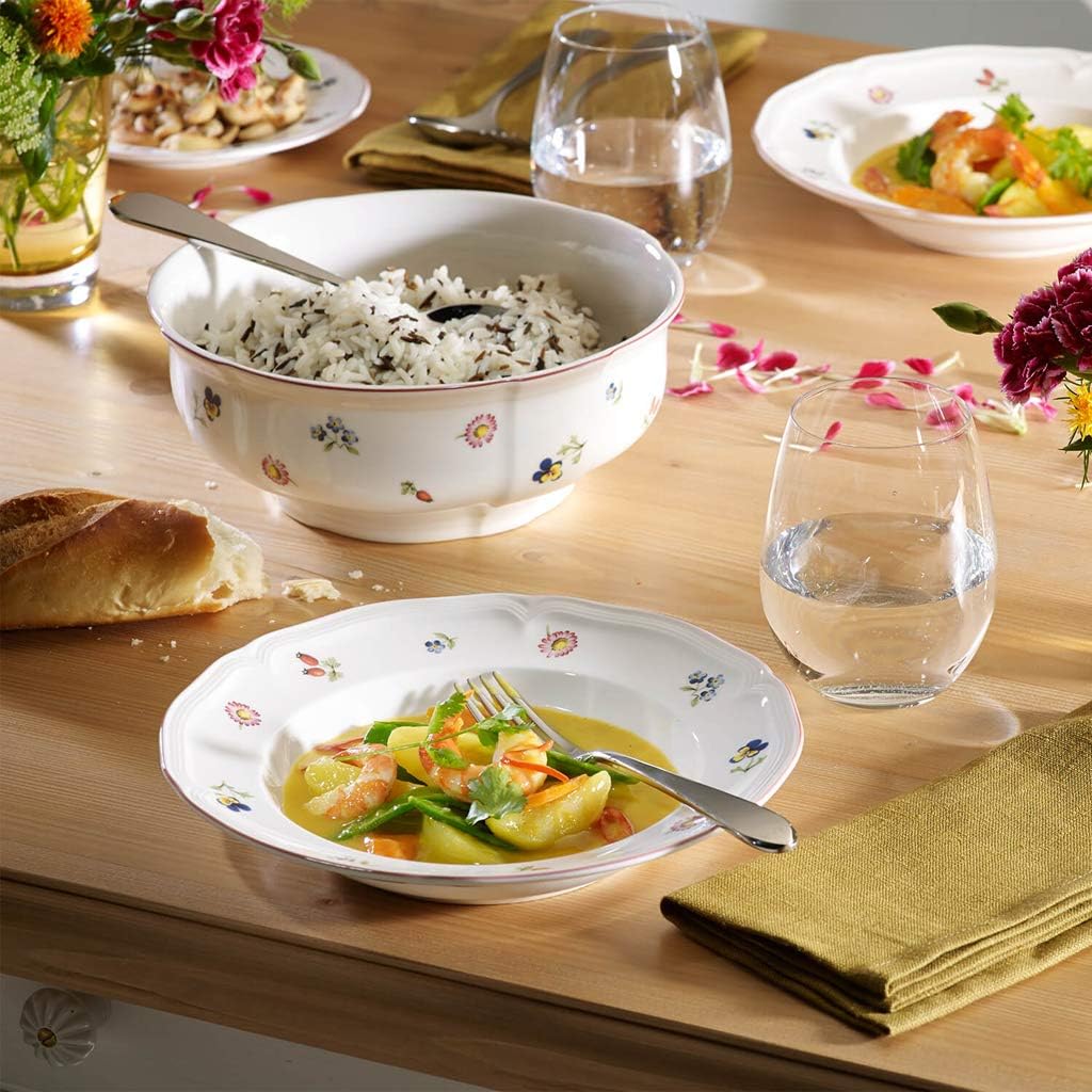 Villeroy & Boch Petite Fleur Soup Plate, Premium Porcelain, Made in Germany, 8.5 in Diameter, 9 oz Capacity, Multicolored