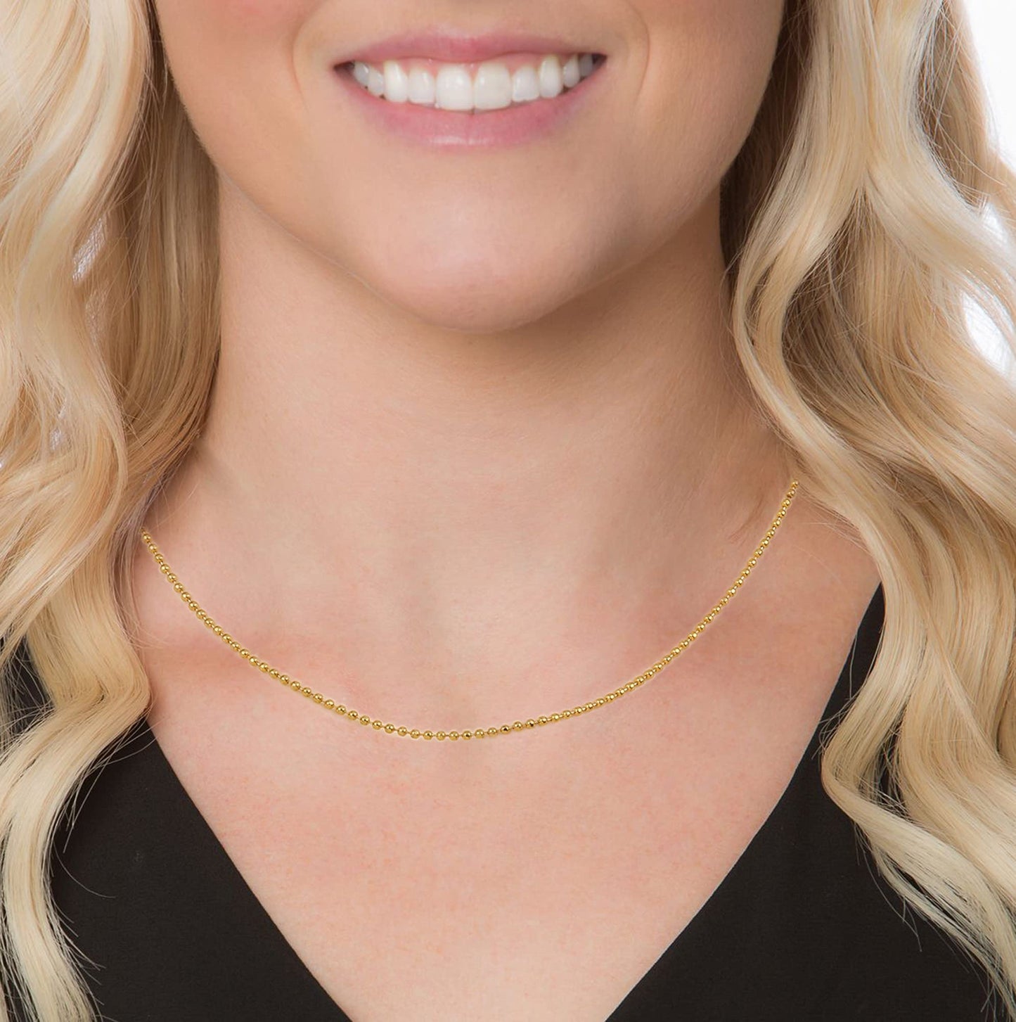 MAIKERDER Dainty Ball Chain Necklace for Women, 18K Gold Plated Thin Bead Chain Necklace Delicate Simple Thin Gold Chain Necklaces for Women Non Tarnish 17.7 Inches