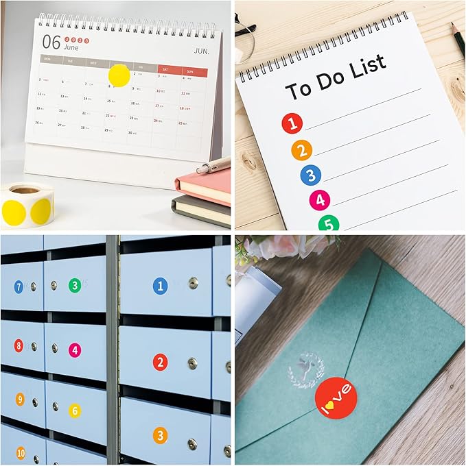 3000 Pcs 3/4" Round Color Coding Labels Stickers Circle Colored Dot Stickers Includes 6 Rolls, 500 Count Each