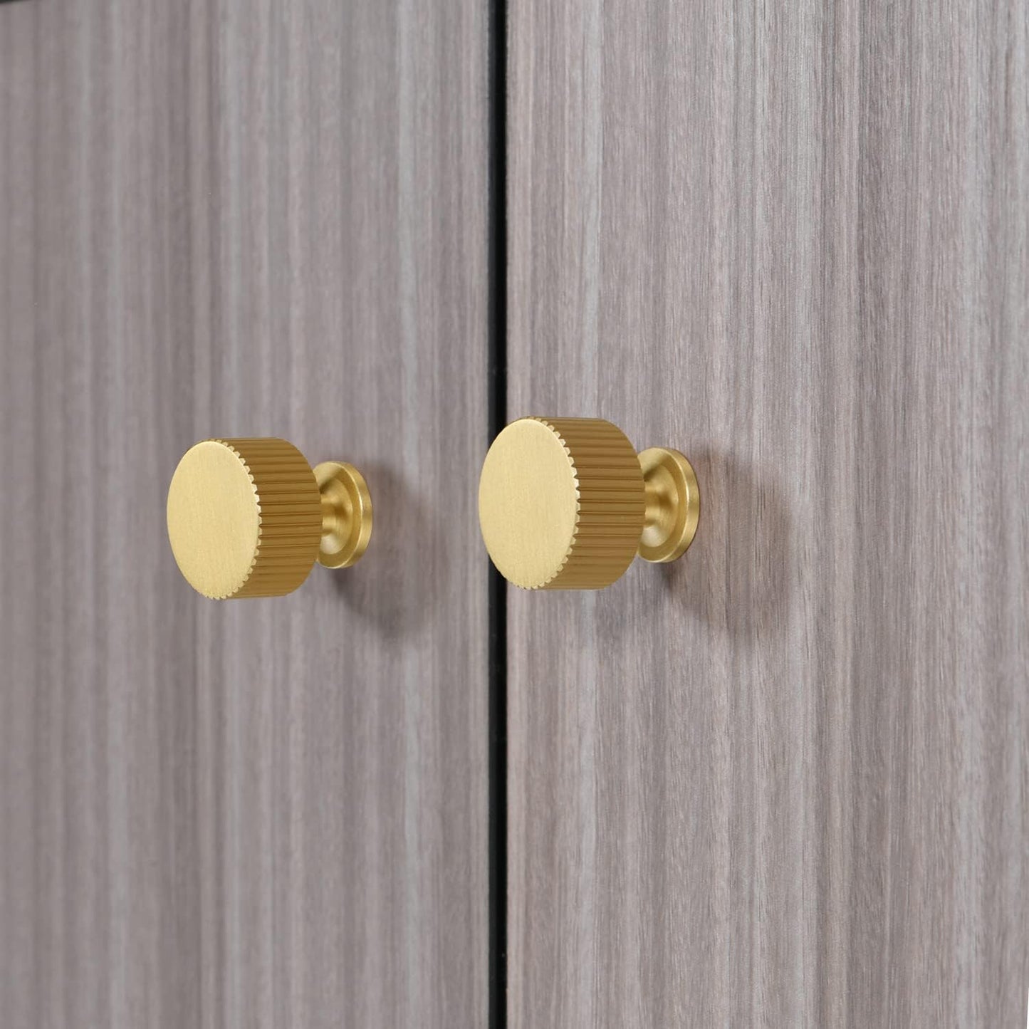 SALISENG- 5 Pack Solid Brass Kitchen Cabinet Knobs,Matt Gold Drawer Pulls, 1-1/10 Inch 28mm Diameter, Modern Furniture Handles for Cupboard Wardrobe (BOURGUE)