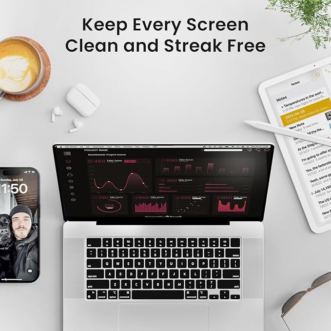 Electronic Wipes Screen Cleaner [40 Wipes] Streak-Free Screen Wipes Computer Screen Wipes & TV Screen Cleaner - Screen Wipes for Electronics, Screen Cleaner Wipes - [Microfiber Cloth+40 Wipes]