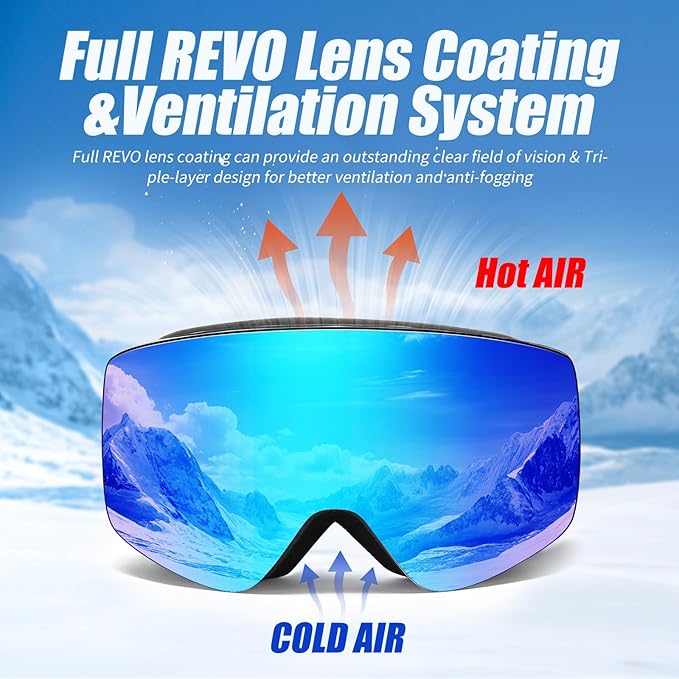 Ski Goggles OTG Snow/Snowboard Goggles Snowboarding Goggles Over Glasses Ski Goggle for Men Women Adult