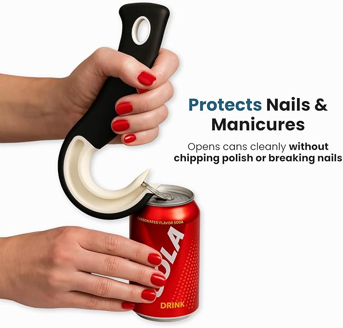 Ultimate Easy Open Ring Pull Can Opener 3 Pack by Jokari. Durable Non Slip Rubber Grip Makes Opening Aluminum Container Tabs Simple. Perfect for Protecting Nails and Folks with Joint Pain or Arthritis