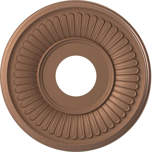 Ekena Millwork 13Od X 3 1/2Id X 3/4P Berkshire Thermoformed Pvc Ceiling Medallion (Fits Canopies Up To 5 3/4), Aged Copper