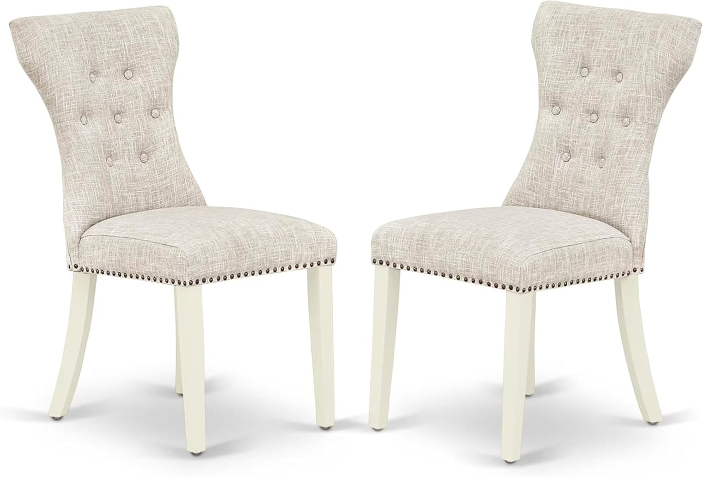 East West Furniture V097GA235-7 7 Piece Kitchen Table & Chairs Set Consist of a Rectangle Dining Room Table with V-Legs and 6 Doeskin Linen Fabric Parson Chairs, 40x72 Inch, Multi-Color