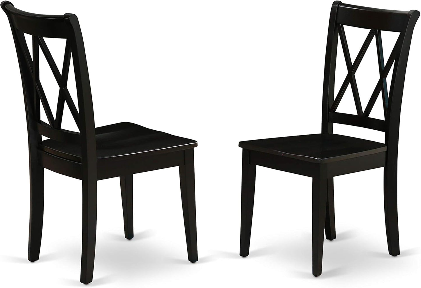 East West Furniture SHCL5-BLK-W 5 Piece Dining Room Table Set Includes a Round Wooden Table with Pedestal and 4 Kitchen Dining Chairs, 42x42 Inch, Black