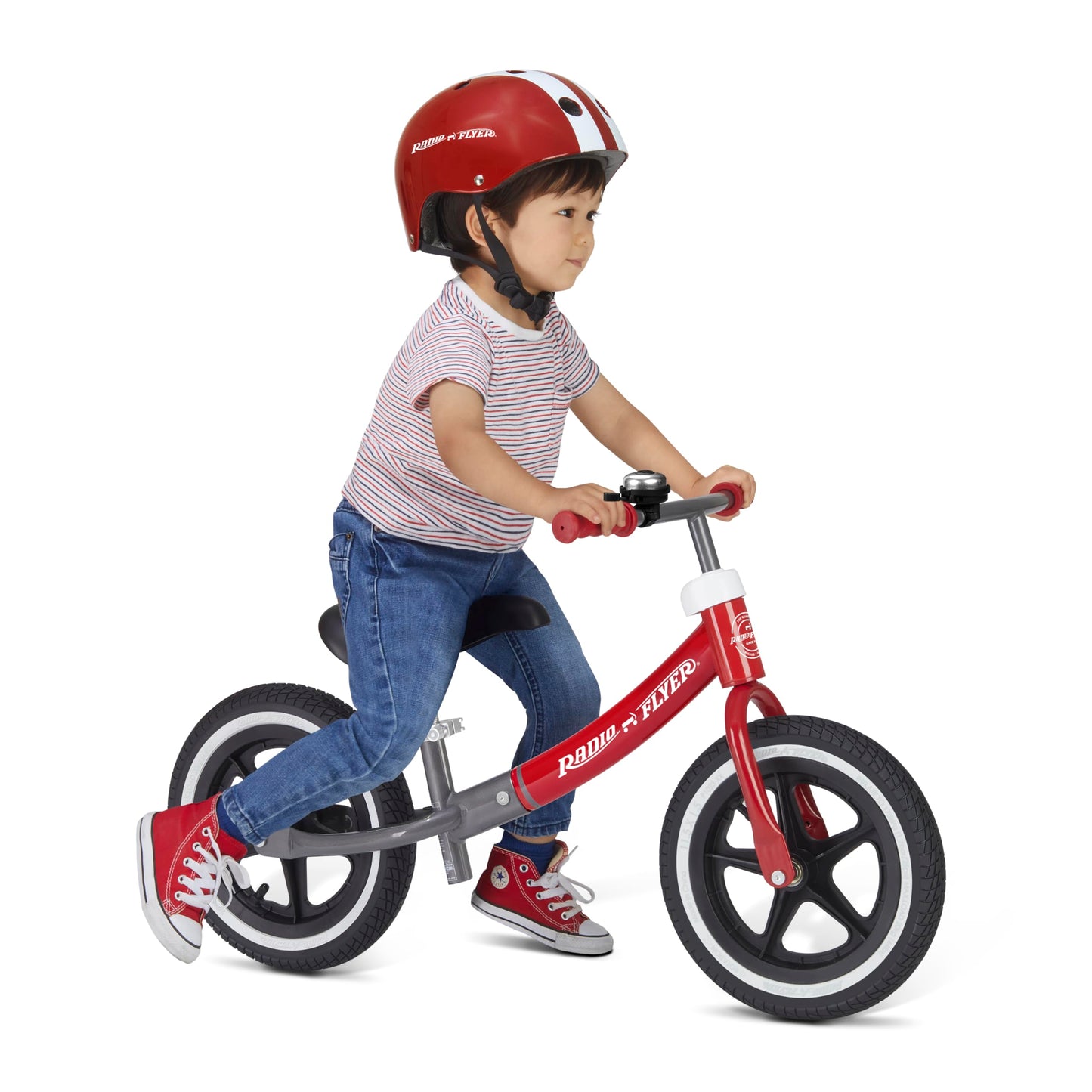 Radio Flyer Air Ride Balance Bike, Red, for Kids Ages 1.5-5, Pedal Free for Quick Learning, Rubber Air Tires, Adjustable Seat, Foot Rest, Ringing Bell, Kid & Toddler Balance Bikes (Amazon Exclusive)