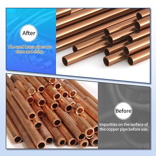 Boltigen 8mm Hex Shank Copper Pipe Cleaner Set, 1/2'',3/4'',1'' Copper Tube Cleaning for Drill with Replaceable Cleaner Brush Blades and Pipe Brushes