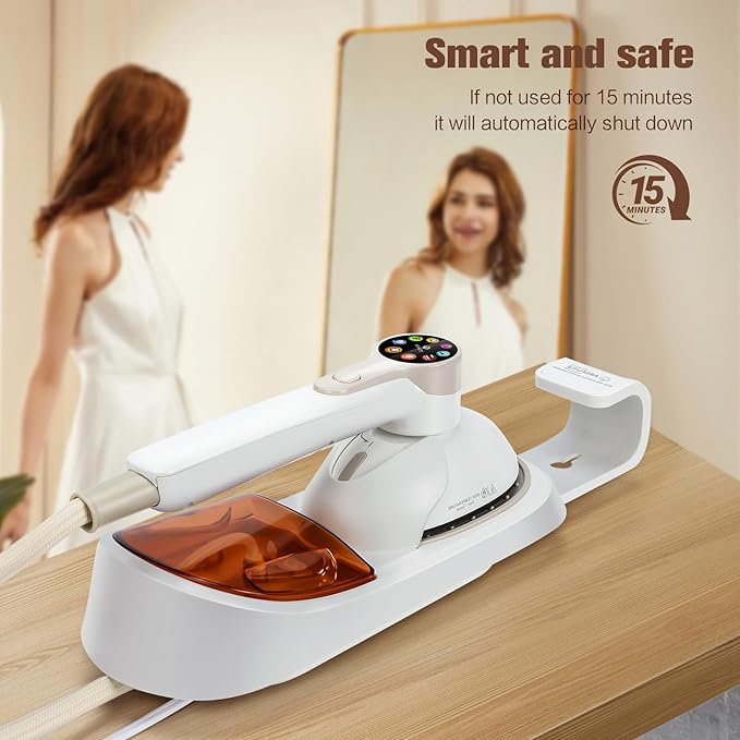 2 in 1 Steamer for Clothes 1450W Steam Station Iron Clothes Steamer Iron Handheld 8-Level Steam & Dry Ironing with LCD Display Auto-Off, Self Cleaning for Household