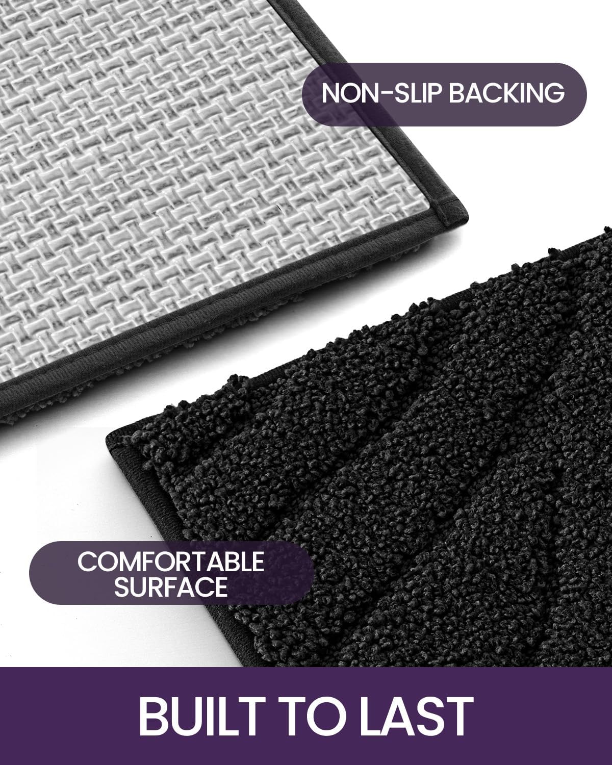 DEXI Bathroom Rugs 24x36, Extra Soft Absorbent Bath Mat, Non Slip Bathmat for Bathroom Floor, Machine Washable Rugs for Shower Floor, Black