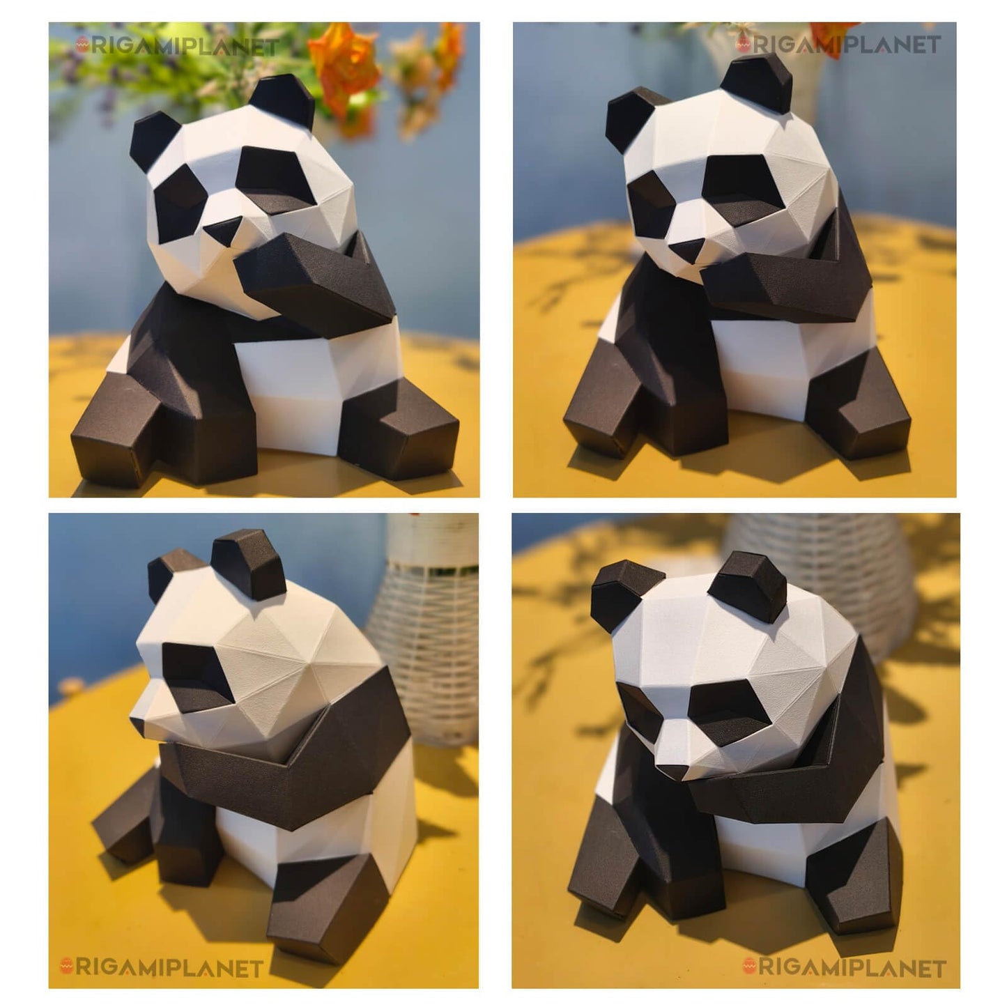 ORIGAMIPLANET 3D Panda Fanfan Origami Paper Craft Kit, Fun DIY Pre-Cut 3D Paper Art Model for Teens & Adults, Easy Handmade Animal Figurine Sculpture Gift Set for Bookshelf Decoration