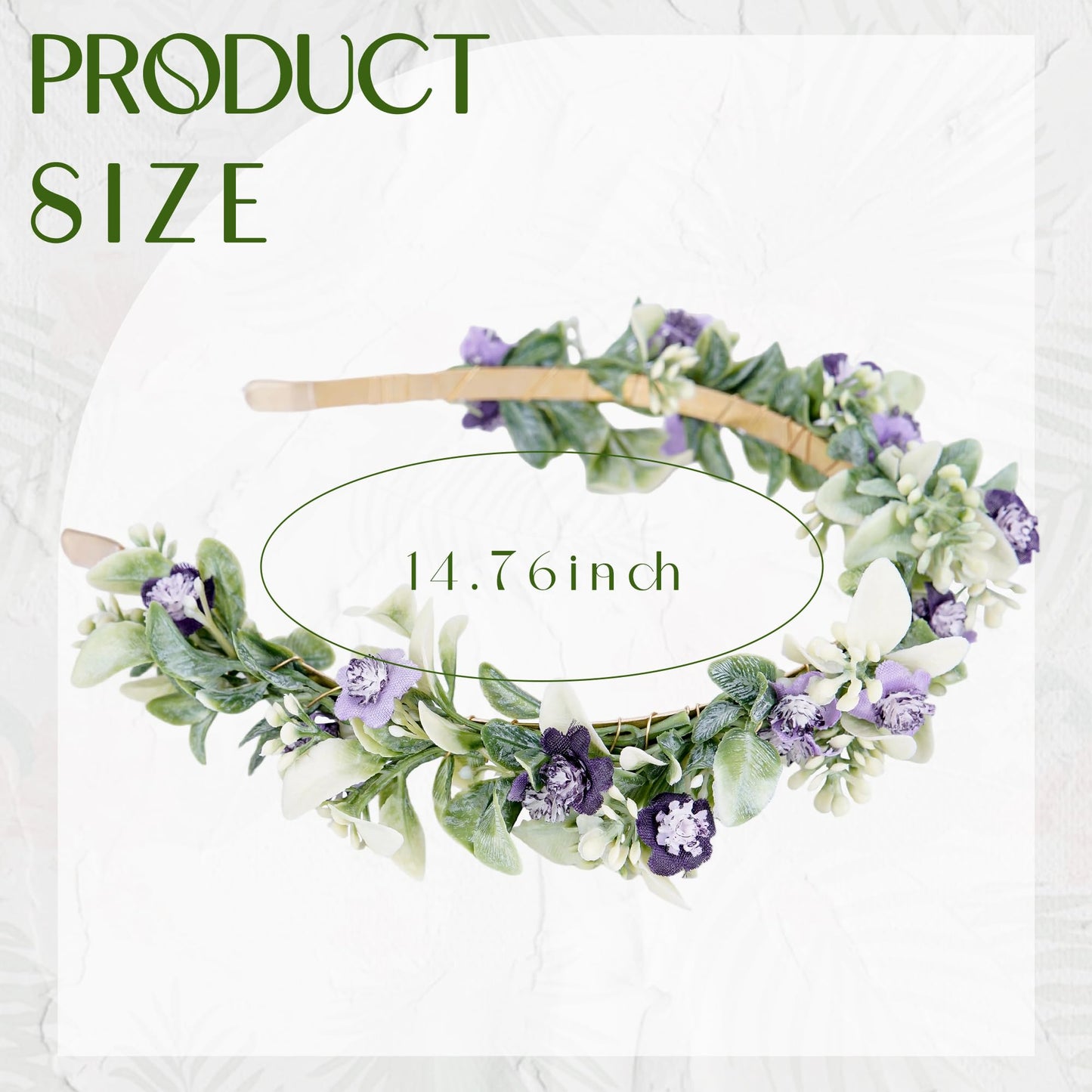 KorViSHOW Fairy Flower Crown Headband - Handmade Forest Floral Headpiece Eucalyptus Purple Flower Headwear Renaissance Hair Accessories for Women Girls Bridal Wedding Festival Cosplay Headdress