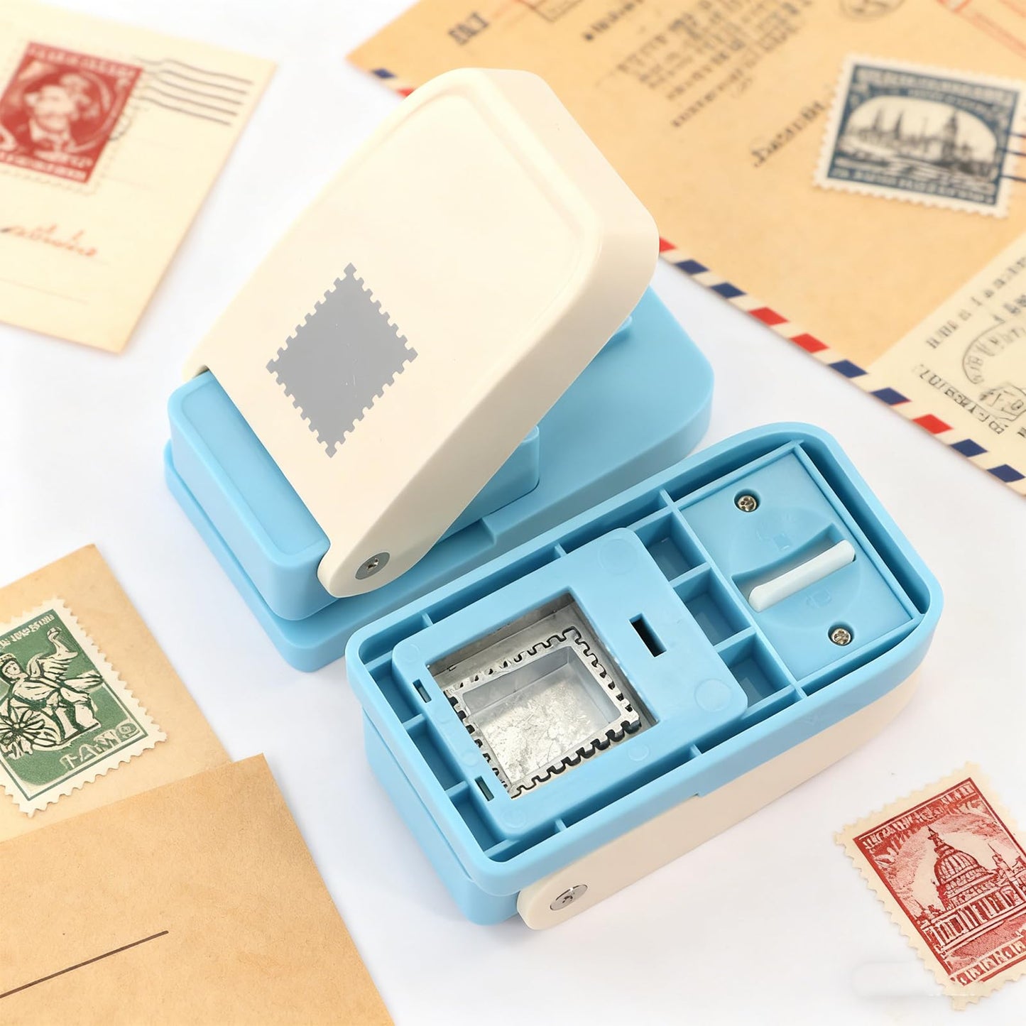 1X0.8inch Rectangular Postage Stamps Punches,Stamp Puncher,Craft Lever Punch Handmade Paper Punch with a Scrapbook Stamps Shaped Paper Punch for Paper Crafting/DIY Card Making Arts Crafts Supplies