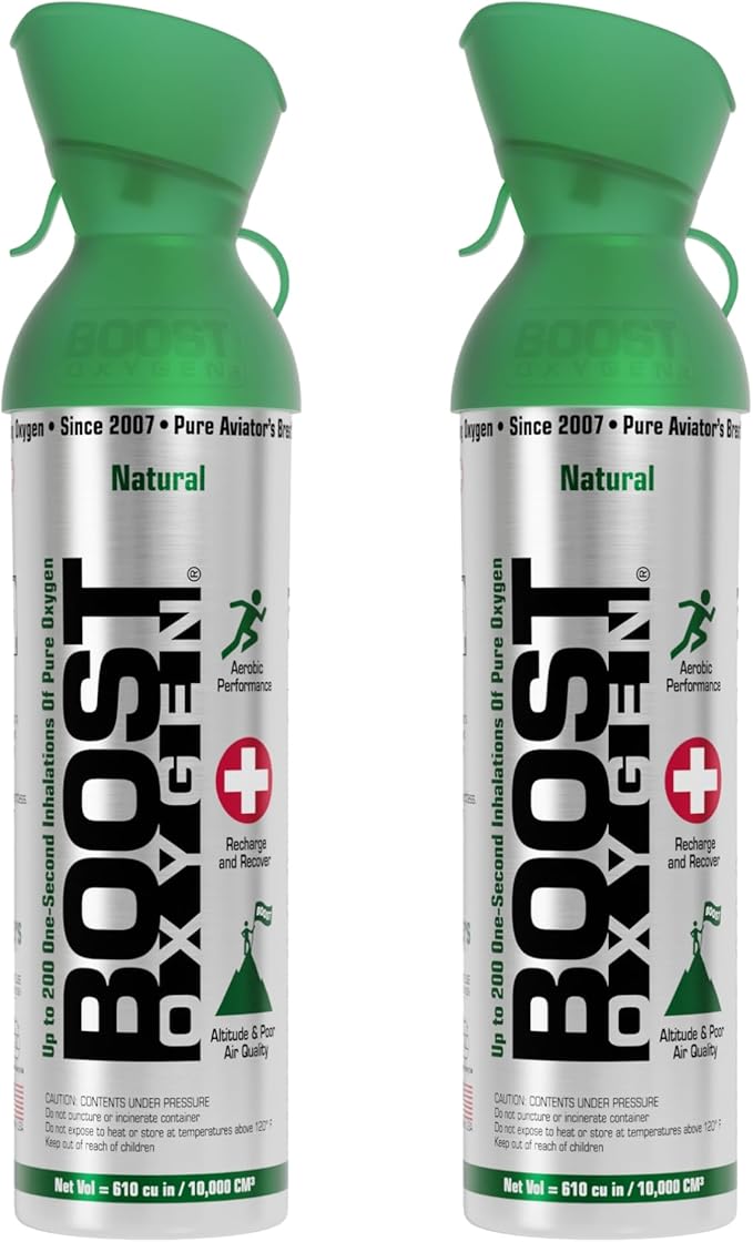 Boost Oxygen Large Natural 10L Canister | Respiratory Support for Aerobic Recovery, Altitude, Performance & Health (2 Pack)